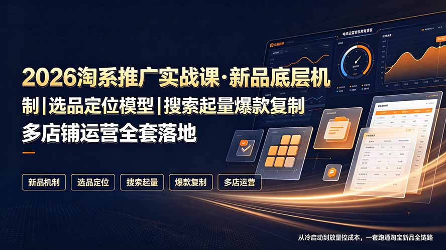 2026淘系推广实战课·新品底层机制｜选品定位模型｜搜索起量爆款复制多店铺运营全套落地教程-雄诗网络资源社区