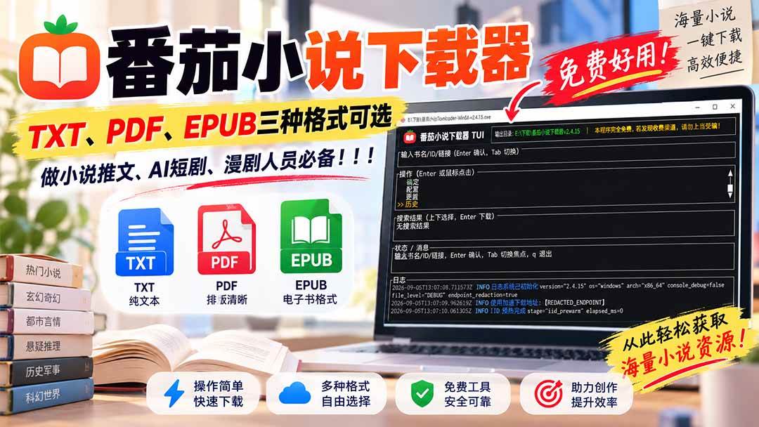 (20529期)番茄小说下载器,TXT、PDF、EPUB三种格式可选,做小说推文、AI短剧、漫剧人员必备!-雄诗网络资源社区