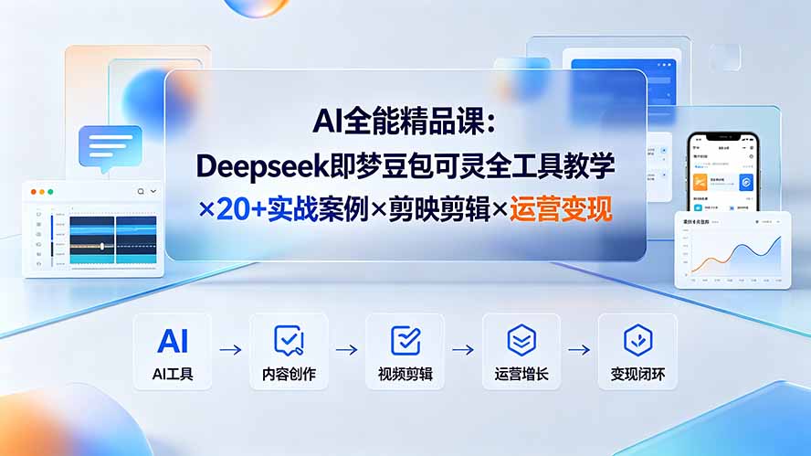 AI全能精品课：Deepseek即梦豆包可灵全工具教学×20+实战案例×剪映剪辑×运营变现-雄诗网络资源社区