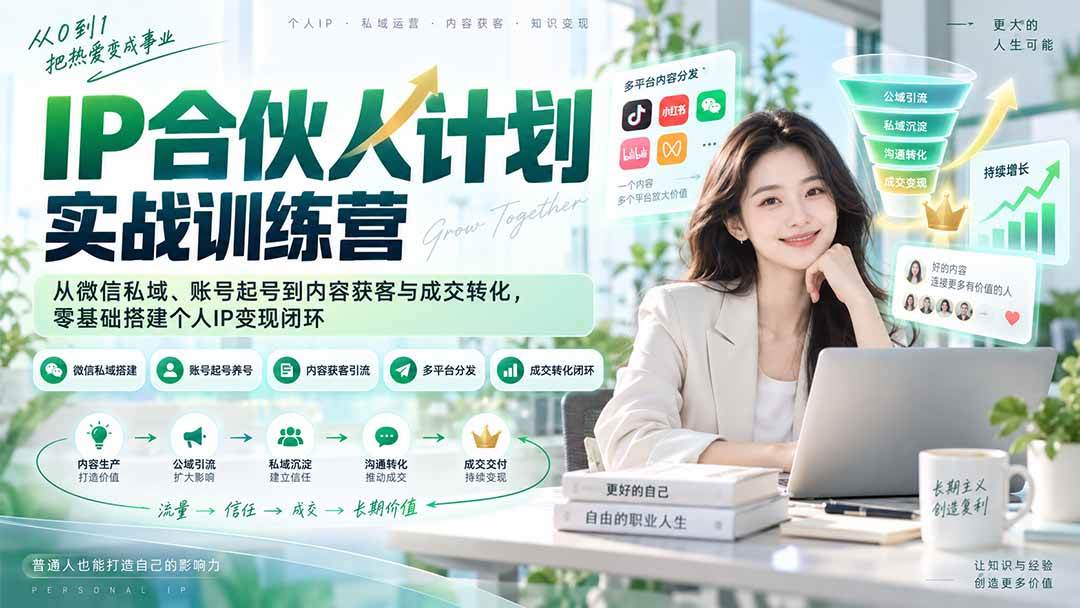 （20321期）IP合伙人计划实战训练营-更新：从微信私域、账号起号到内容获客与成交转化，零基础搭建个人IP变现闭环-雄诗网络资源社区
