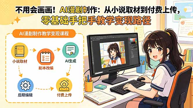 不用会画画!AI漫剧制作:从小说取材到付费上传,零基础手把手教学变现路径(更新-雄诗网络资源社区