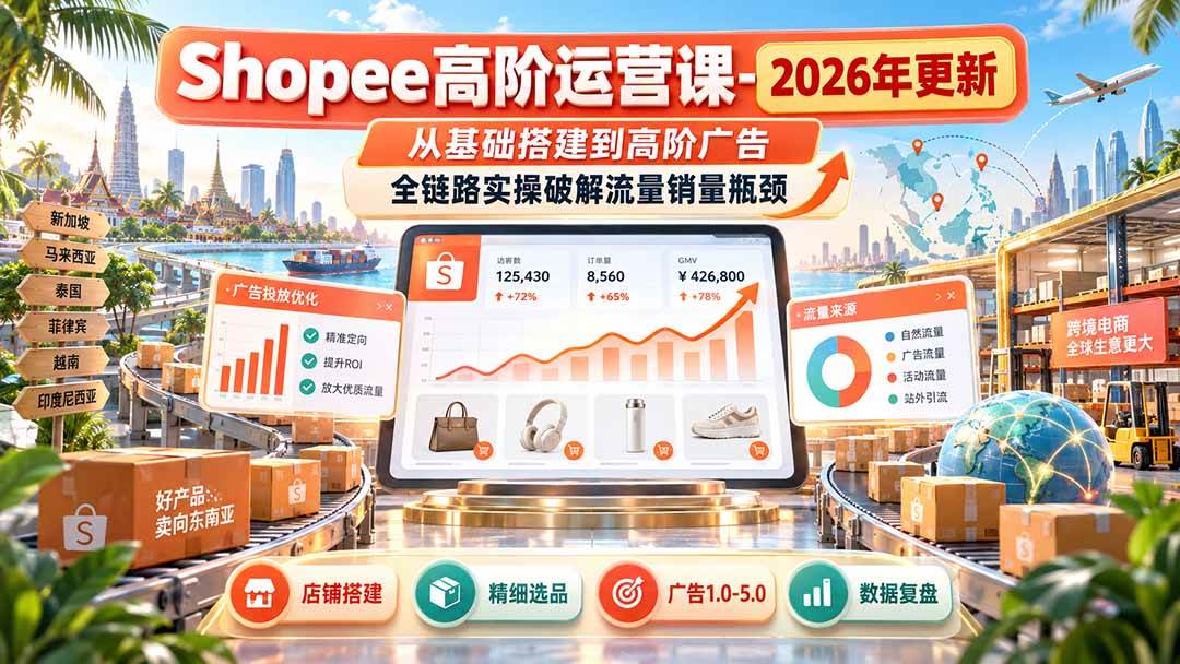 (20575期)Shopee高阶运营课-更新9月,从基础搭建到高阶广告,全链路实操破解流量销量瓶颈-雄诗网络资源社区