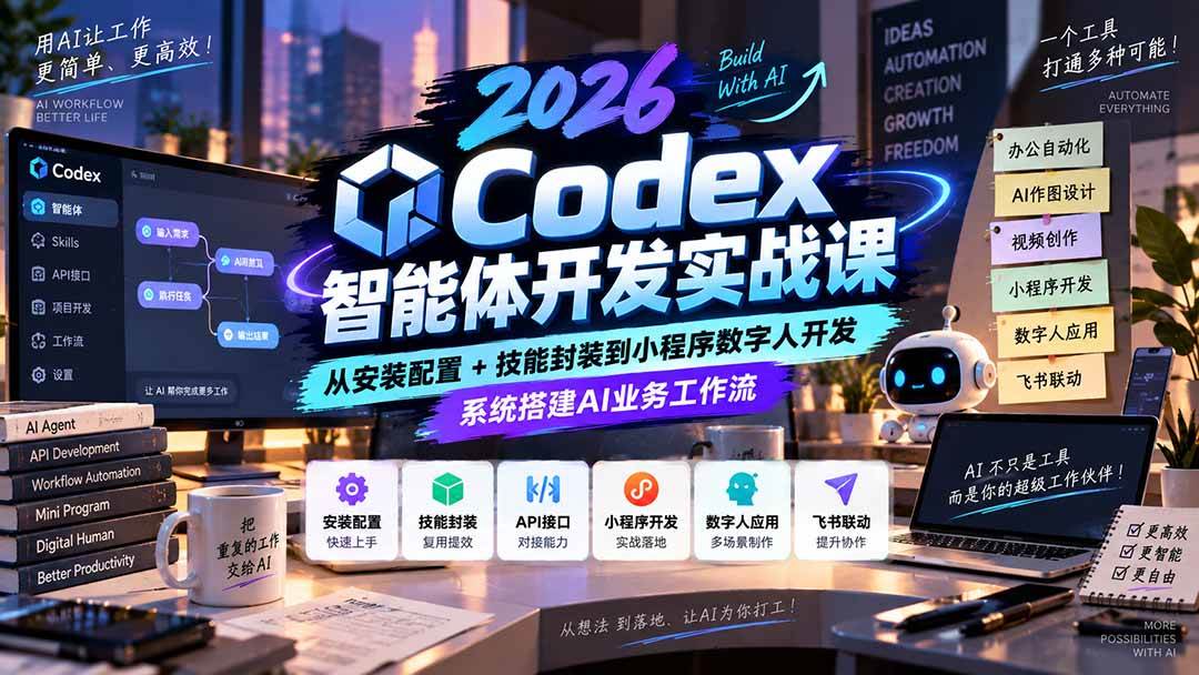 (20574期)2026Codex智能体开发实战课:从安装配置+技能封装到小程序数字人开发,系统搭建AI业务工作流-雄诗网络资源社区
