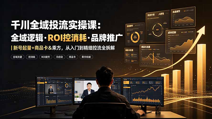 千川全域投流实操课：全域逻辑·ROI控消耗·品牌推广｜新号起量+商品卡&乘方，从入门到精细控流全拆解-雄诗网络资源社区
