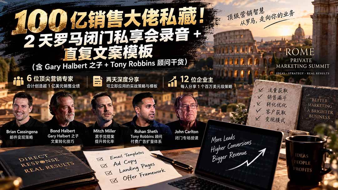 （20593期）100亿销售大佬私藏-无水印！2天罗马闭门私享会录音+直复文案模板【原创双语字幕】-雄诗网络资源社区