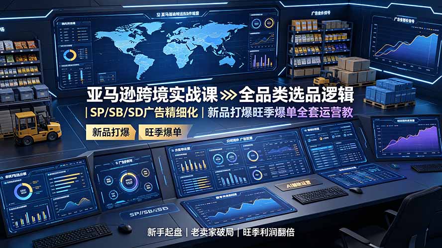 亚马逊跨境实战课：全品类选品逻辑｜SP/SB/SD广告精细化｜新品打爆旺季爆单全套运营教程-雄诗网络资源社区