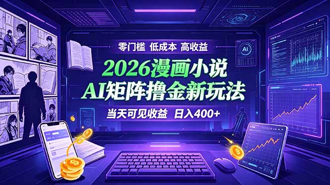 爆款小说漫画大阅读 ai矩阵操作 当天可见收益 日入400+ 零门槛 高收益-雄诗网络资源社区
