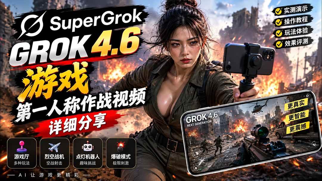 (20502期)Grok 4.6 也能做游戏?第一人称作战视频实测|玩法详细讲解-雄诗网络资源社区