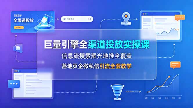 巨量引擎全渠道投放实操课，信息流搜索聚光地推全覆盖，落地页企微私信引流全套教学-雄诗网络资源社区