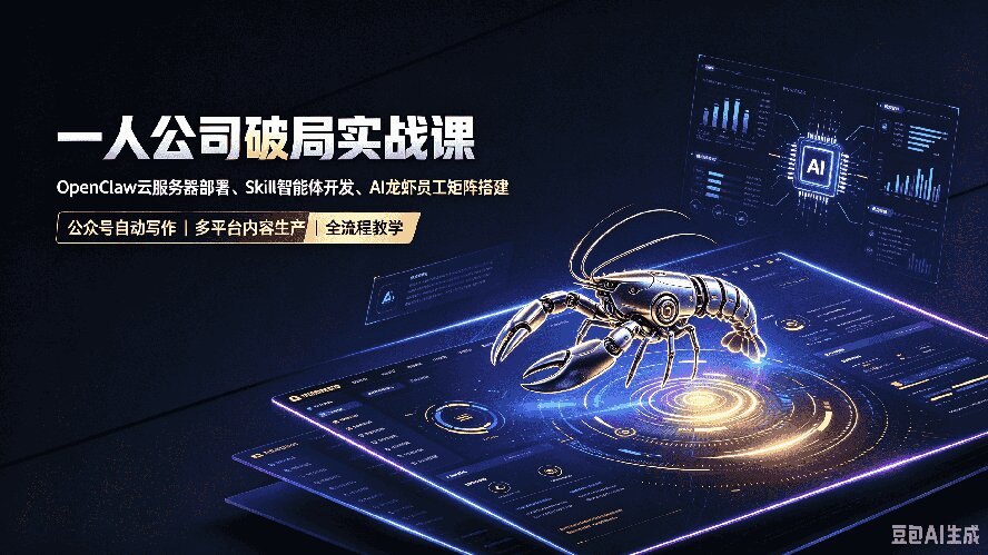 一人公司破局实战课｜OpenClaw云服务器部署、Skill智能体开发、AI龙虾员工矩阵搭建，公众号自动写作与多平台内容…-雄诗网络资源社区