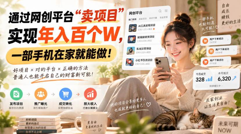 (20565期)通过网创平台“卖项目”实现年入百万,一部手机在家就能做!-雄诗网络资源社区