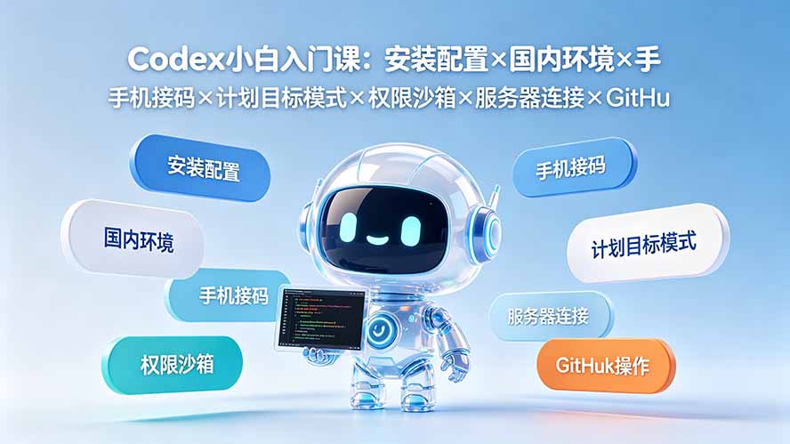 Codex小白入门课:安装配置×国内环境×手机接码×计划目标模式×权限沙箱×服务器连接×GitHub操作-雄诗网络资源社区