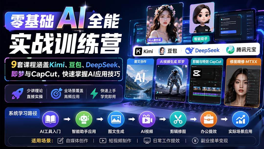 （20134期）零基础AI全能实战训练营：9套课程涵盖Kimi、豆包、DeepSeek、即梦与CapCut，快速掌握AI应用技巧-雄诗网络资源社区