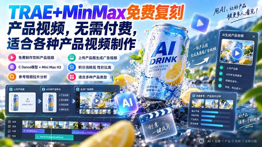（20362期）TRAE+MinMax免费复刻产品视频，无需付费，适合各种产品视频制作-雄诗网络资源社区