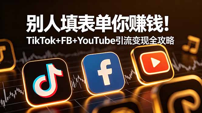 别人填表单你赚钱!TikTok+FB+YouTube 引流变现全攻略【原创双语字幕】-雄诗网络资源社区