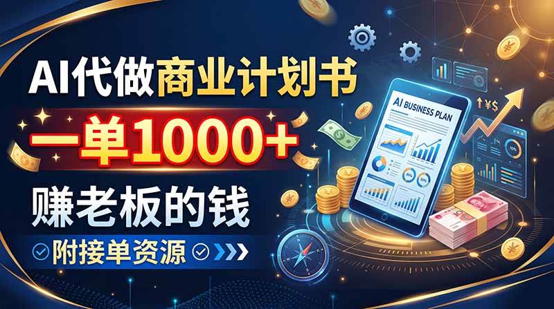 (20303期)AI代做商业计划书,一单1000+,赚老板的钱,附接单资源-雄诗网络资源社区