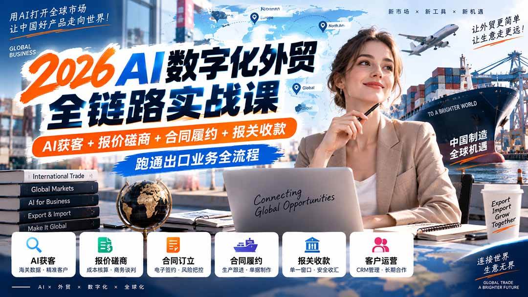 (20569期)2026AI数字化外贸全链路实战课:AI获客+报价磋商+合同履约+报关收款,跑通出口业务全流程-雄诗网络资源社区