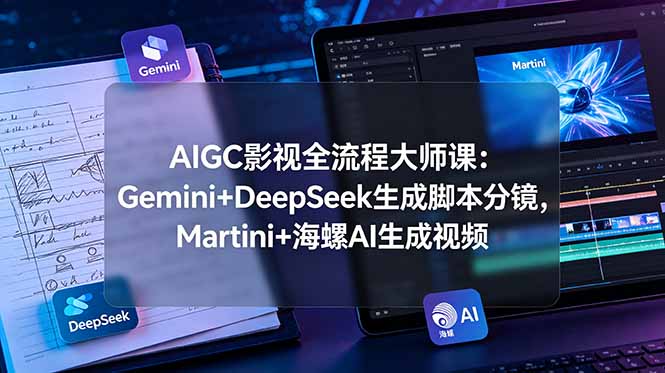 AIGC影视全流程大师课:Gemini+DeepSeek生成脚本分镜,Martini+海螺AI生成视频-雄诗网络资源社区