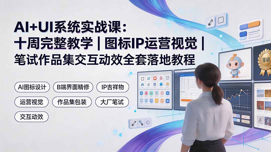 AI+UI系统实战课:十周完整教学|图标IP运营视觉|笔试作品集交互动效全套落地教程-雄诗网络资源社区