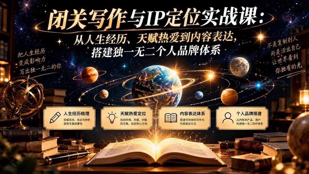 （20634期）闭关写作与IP定位实战课：从人生经历、天赋热爱到内容表达，搭建独一无二个人品牌体系-雄诗网络资源社区
