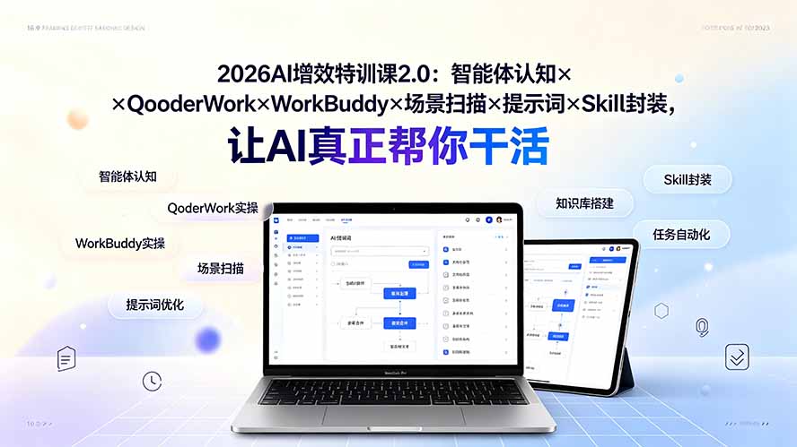 2026AI增效特训课2.0：智能体认知×QoderWork×WorkBuddy×场景扫描×提示词×Skill封装，让AI真正帮你干活-雄诗网络资源社区