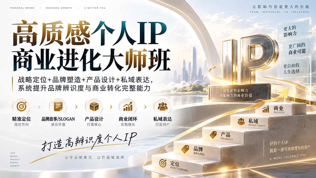 （20324期）高质感个人IP商业进化大师班：战略定位+品牌塑造+产品设计+私域表达，系统提升品牌辨识度与商业转化完整能力-雄诗网络资源社区