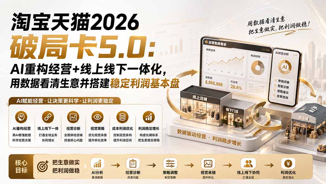 淘宝天猫2026破局卡5.0：AI重构经营+线上线下一体化，用数据看清生意并搭建稳定利润基本盘-雄诗网络资源社区