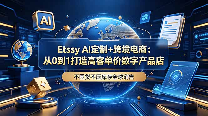 Etsy AI定制+跨境电商：从0到1打造高客单价数字产品店，不囤货不压库存全球销售-雄诗网络资源社区