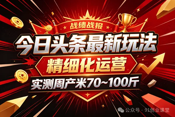 今日头条最新玩法,精细化运营,躺米,实测周产米 70~100 斤,兔米橡木,全新躺.zhuan模式-雄诗网络资源社区