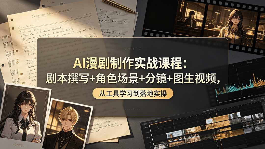 AI漫剧制作实战课程:剧本撰写+角色场景+分镜+图生视频,从工具学习到落地实操-雄诗网络资源社区