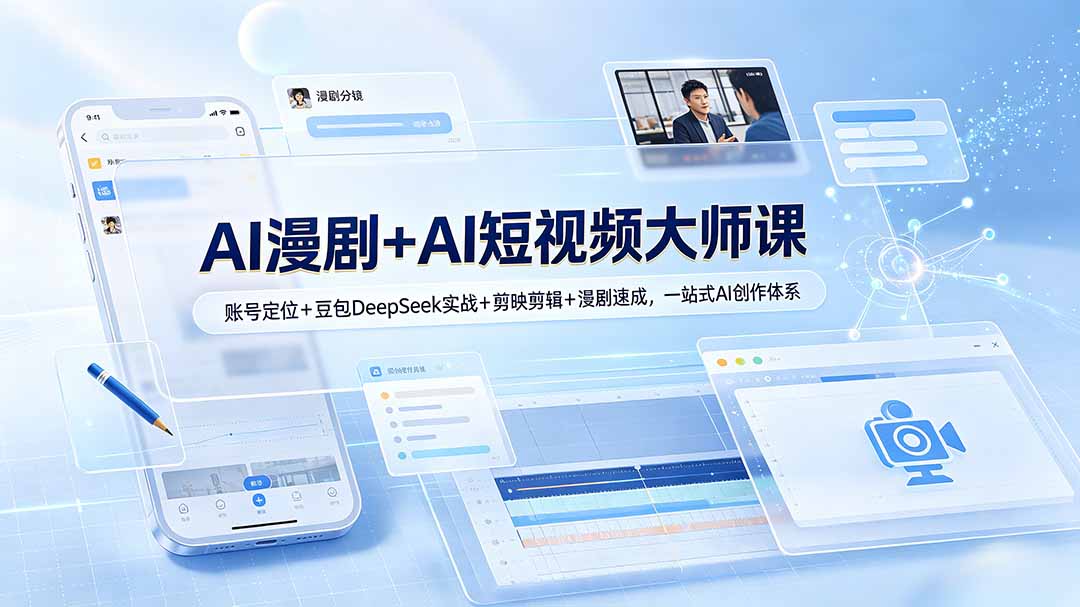 AI漫剧+AI短视频大师课：账号定位+豆包DeepSeek实战+剪映剪辑+漫剧速成，一站式AI创作体系-雄诗网络资源社区
