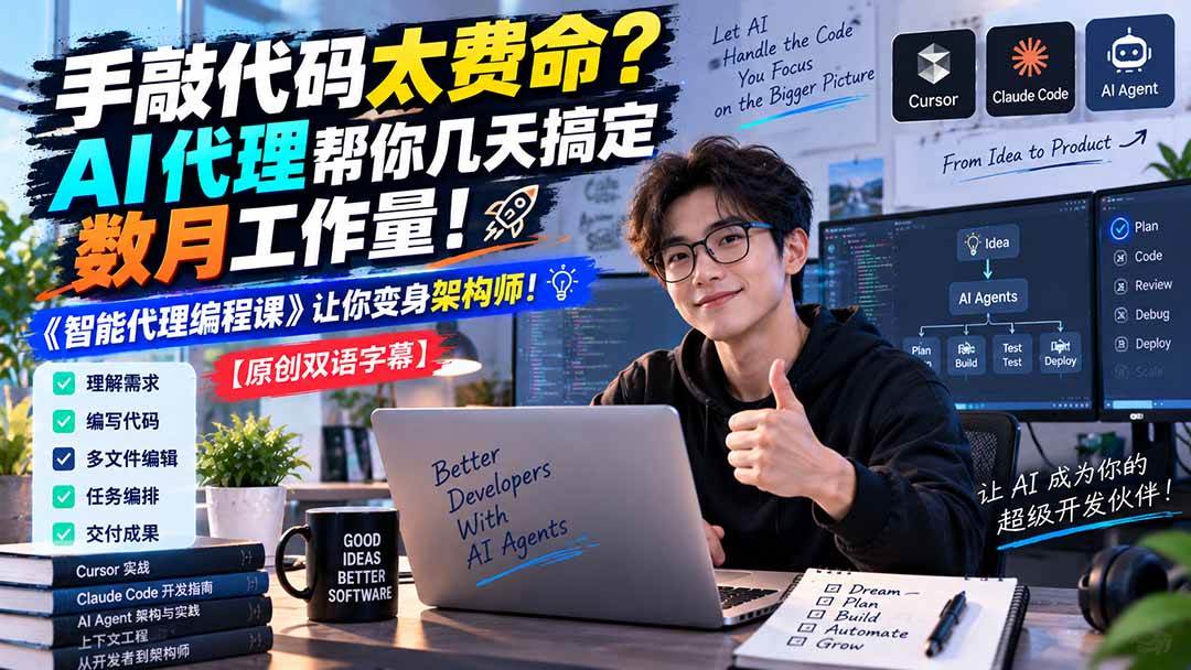 (20286期)手敲代码太费命?AI 代理帮你几天搞定数月工作量!《智能代理编程课》让你变身架构师-雄诗网络资源社区