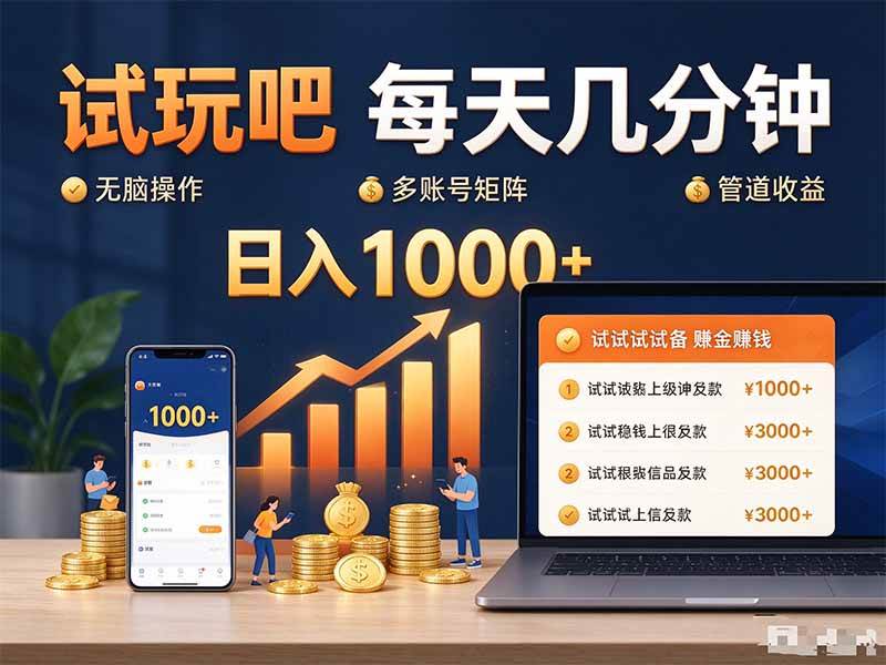 (20540期)试玩吧每天几分钟日入1000+无脑操作,可矩阵并附有管道收益-雄诗网络资源社区