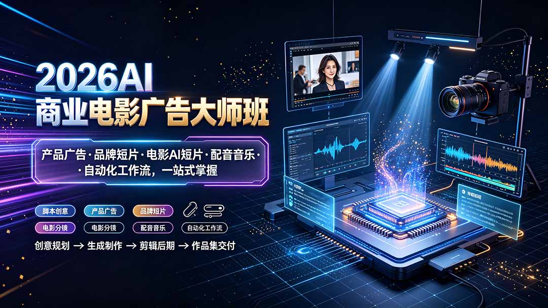 2026AI商业电影广告大师班：产品广告·品牌短片·电影AI短片·配音音乐·自动化工作流，一站式掌握-雄诗网络资源社区