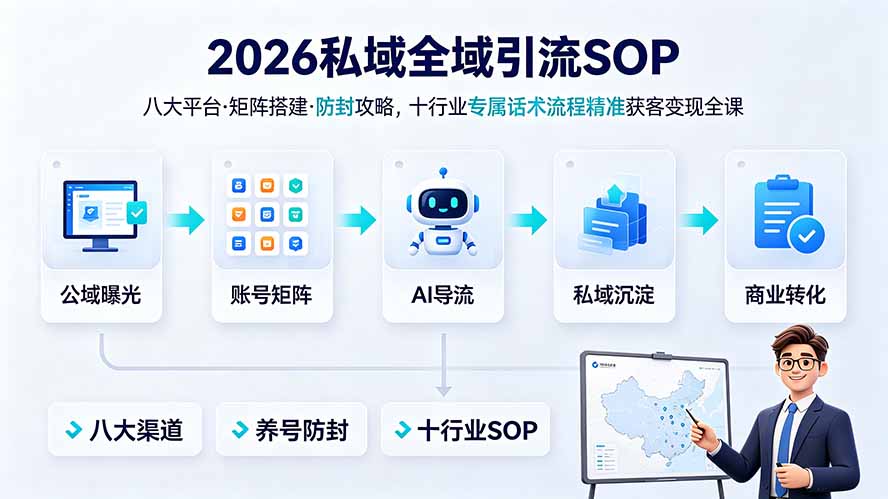 2026私域全域引流SOP｜八大平台·矩阵搭建·防封攻略，十行业专属话术流程精准获客变现全课-雄诗网络资源社区