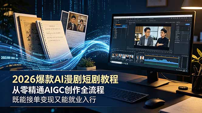 2026 爆款 AI 漫剧短剧教程 从零精通 AIGC 创作全流程 既能接单变现又能就业入行-雄诗网络资源社区