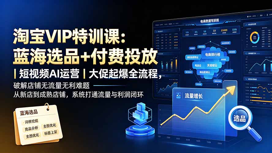 淘宝VIP特训课-更新：蓝海选品+付费投放｜短视频AI运营｜大促起爆全流程，破解店铺无流量无利润难题-雄诗网络资源社区