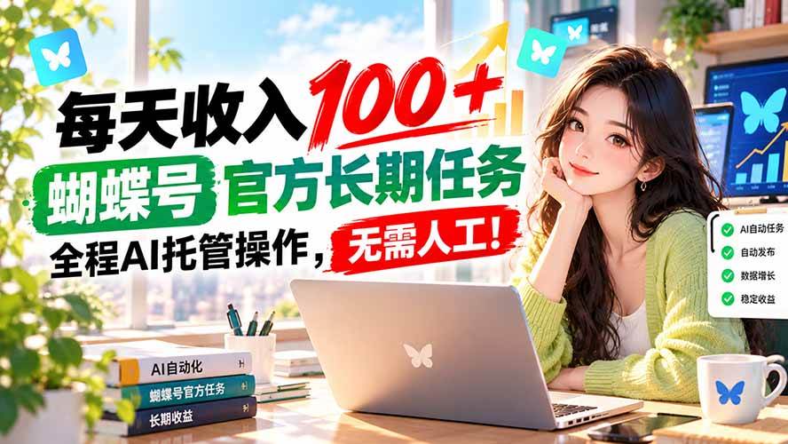 （20630期）每天收入100＋， 蝴蝶号官方长期任务， 全程ai托管操作，无需人工！-雄诗网络资源社区