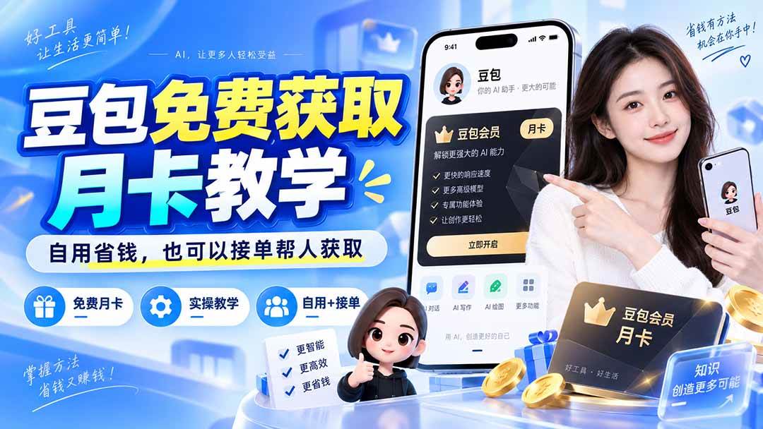（20358期）豆包免费获取月卡教学，自用省钱，也可以接单帮人获取-雄诗网络资源社区