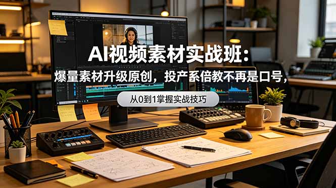 AI视频素材实战班：爆量素材升级原创，投产翻倍不再是口号，0-1系统教学实战落地-雄诗网络资源社区