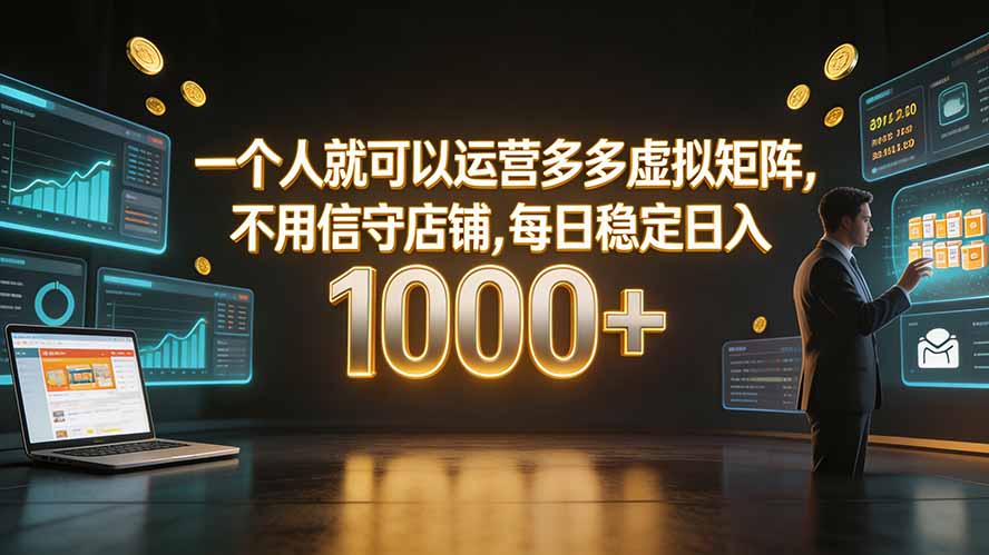 一个人就可以运营多多虚拟矩阵,不用值守店铺,每日稳定日入 1000+-雄诗网络资源社区