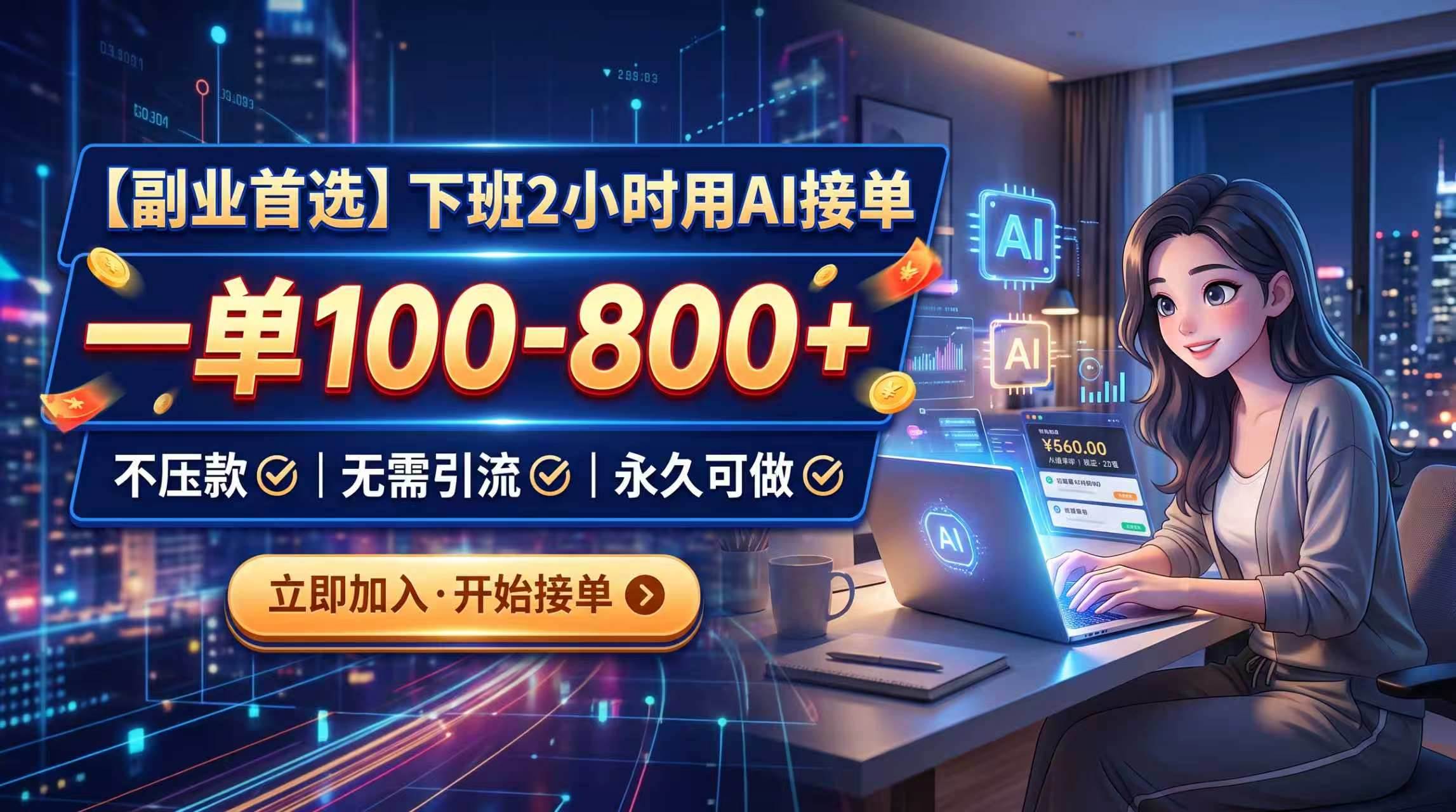 (20243期)下班2小时用AI接单,一单100-800+,不压款,无需引流,永久可做-雄诗网络资源社区