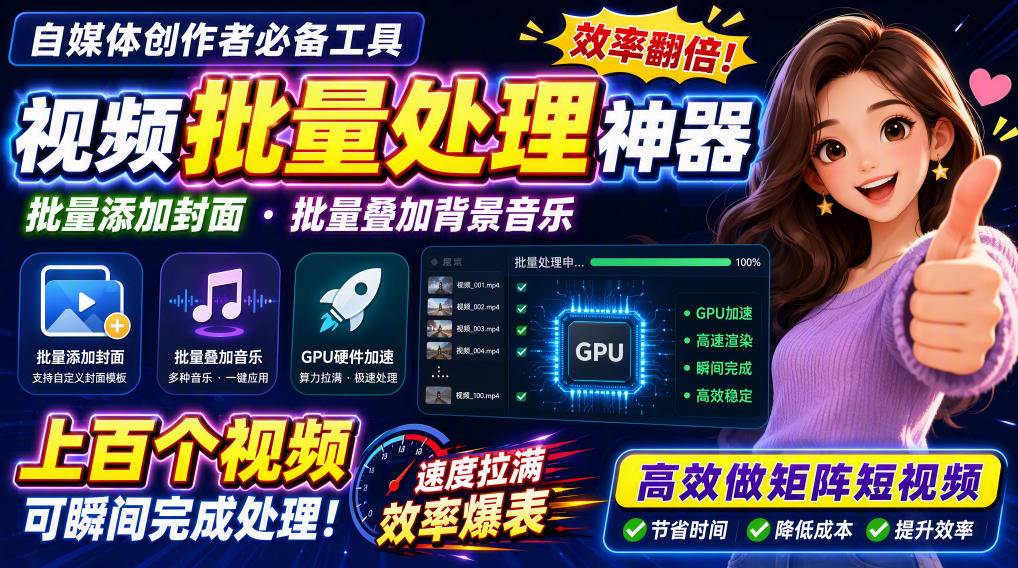 (20399期)视频批量加封面,把封面添加到视频第一帧,不用剪辑软件批量添加-雄诗网络资源社区