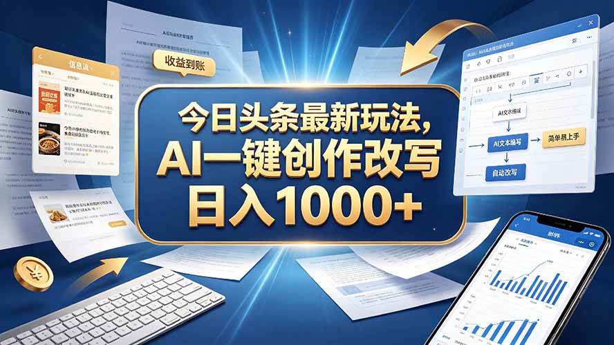 (20566期)今日头条最新玩法,AI 一键创作改写,简单易上手,轻松日入 1000 +-雄诗网络资源社区