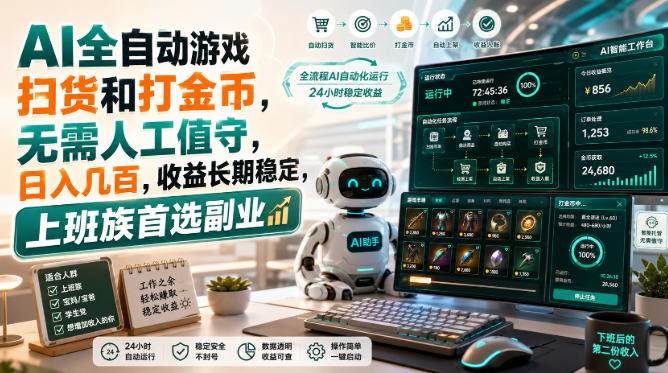 （20090期）AI全自动游戏皮肤扫货和打金币，日入几百，内部方法大揭秘，0门槛！-雄诗网络资源社区