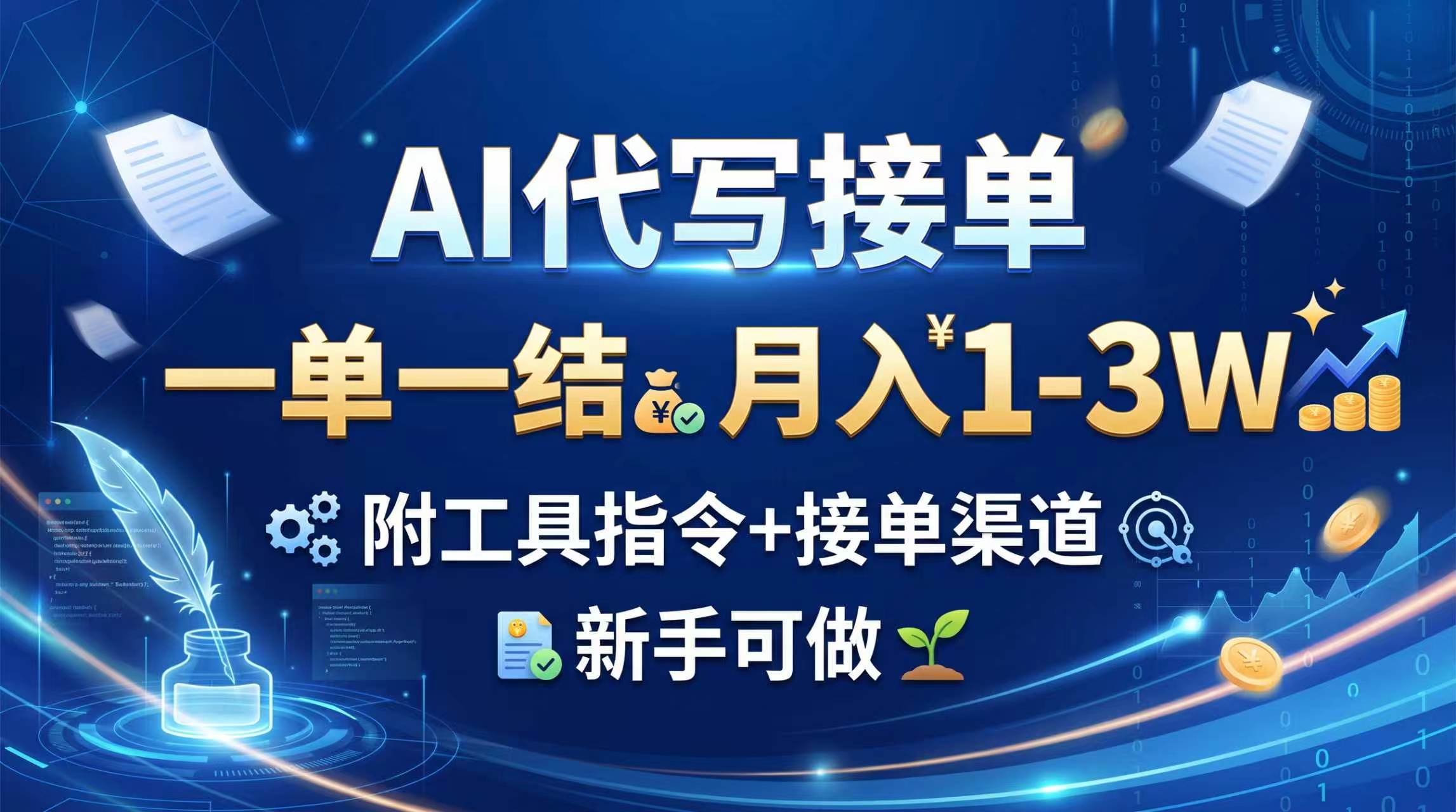 （20343期）AI代写接单，一单一结，月入1-3W，附工具指令+接单渠道，新手可做-雄诗网络资源社区