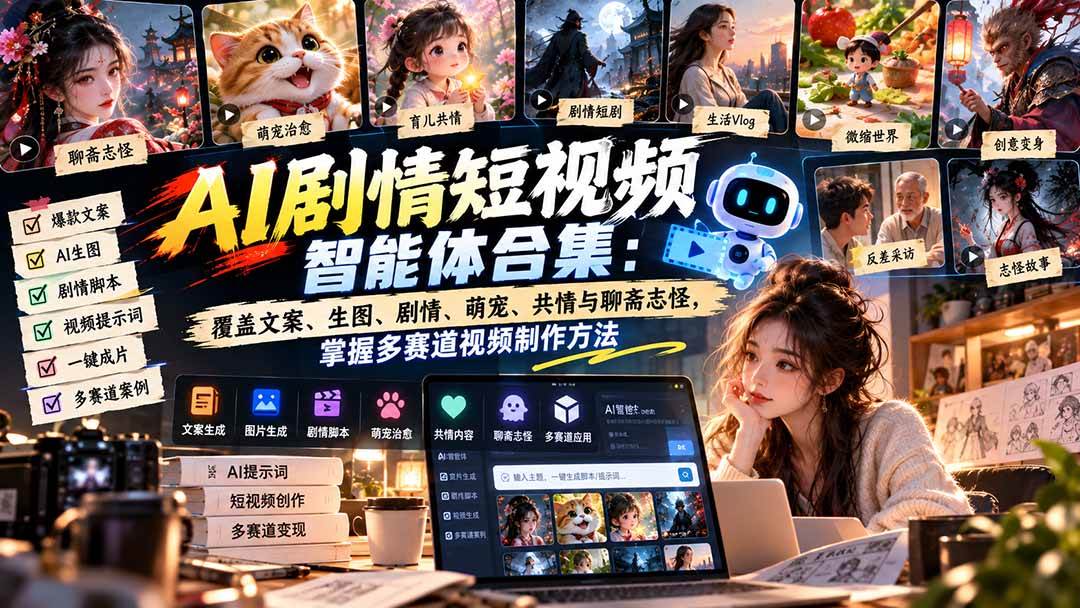 （20644期）【无水印】AI剧情短视频智能体合集：覆盖文案、生图、剧情、萌宠、共情与聊斋志怪，掌握多赛道视频制作方法-雄诗网络资源社区