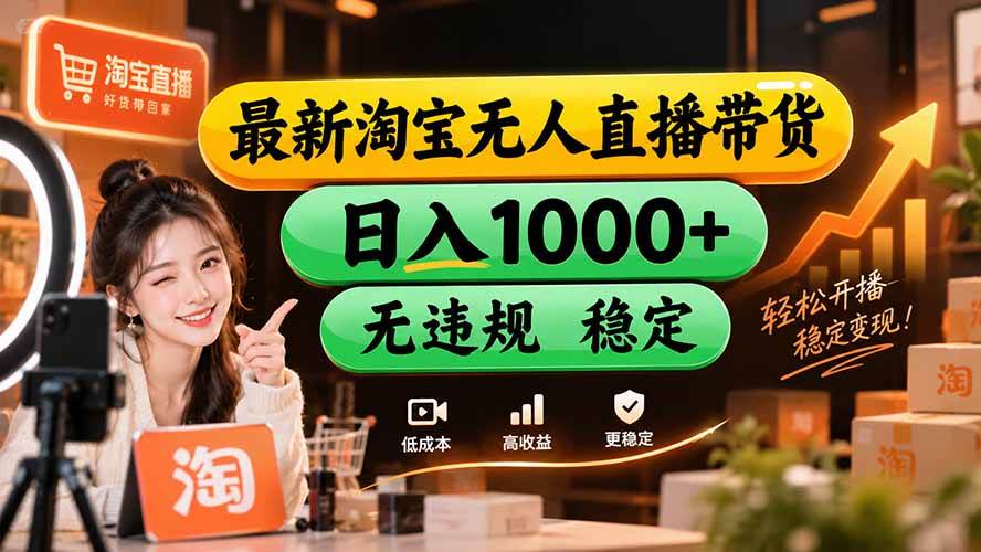 （20453期）【新技术】淘宝无人直播，独家，日入2K+，无封号，可矩阵，长期稳定-雄诗网络资源社区