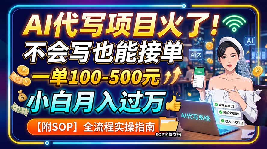 AI代写项目火了！不会写也能接单，一单100-500元，小白月入过万【附SOP】-雄诗网络资源社区
