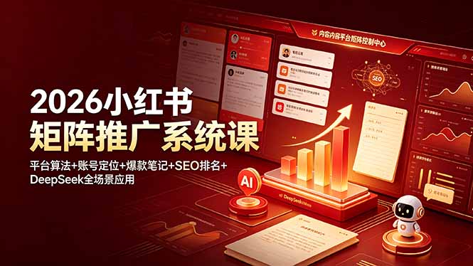 2026小红书矩阵推广系统课:平台算法+账号定位+爆款笔记+SEO排名+DeepSeek全场景应用-雄诗网络资源社区